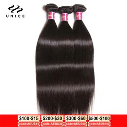 Lace s UNICE HAIR 30 Inch Brazilian Bone Straight Hair Bundles 100 Human Weave Virgin 134 PCS 231114