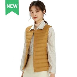 Women's Vests Spring Autumn Women Ultra Light Thin 90 Down Vest White Duck Down Warm Winter Slim Waistcoat Under Parka Female Portable Outwear 231115