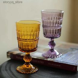 Wine Glasses Vintage relief girl wine glass Purple pink amber household cup High Foot Red Wine Juice Cup Champagne Cup vodka Q231115