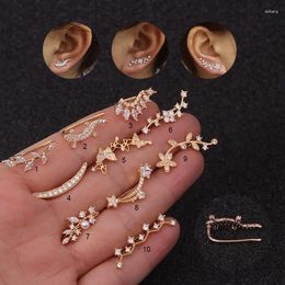 Stud Earrings Delicate Lobe Piercing Clip Earings For Women 1PC Dainty Zirconia Leaf Star Gecko Ear Climbing Earing Fashion Jewellery KBE475