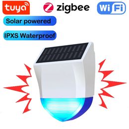 Other Garden Supplies Tuya Smart Zigbee Wifi Siren Alarm Waterproof Outdoor With Solar And USB Power Supply Optional 95dB Remote Control 231115