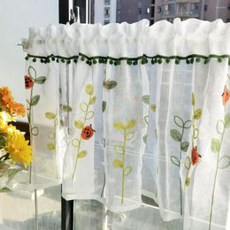 Curtain European American Short Tulle Curtains For Kitchen White Sheer Lace Home Decor Panel Drapes Bedroom Living Room Window