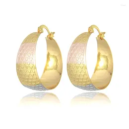 Hoop Earrings Trendy 18K Gold Plated Copper Round Geometric Eardrop Women Fashion Accessories Wedding Party Birthday Gift