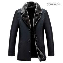 Leather Biker Bomber Designer Jacket Men New Arrival Winter Brand Plus Velvet Thick Warm Motorcycle Business Casual Mens Leather Jackets for Man Fur Coat K9VY