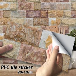 Wall Stickers 27Pcs 3D Three-dimensional Self-adhesive PVC Ceramic Tile Stone Brick Sticker Set Kitchen Bathroom Mosaic Decal 20X10cm