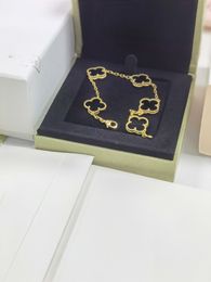 4 Four Leaf Clover Luxury Designer Necklace Jewellery Set Pendant Necklaces Bracelet Stud Earring Women ChristmValentine's Day Birthday Gifts Box