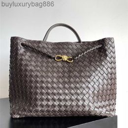 Luxury Handbag for Ladies Botega Sheepskin Totes Andiamo Woven Womens Bag Andiamo Large 45cm Metal Buckle Original Sheepskin Woven One Shoulder Carrying YKFKU