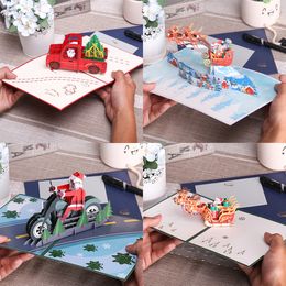 10PC Greeting Cards Christmas Card 3D Christmas Popup Greeting Card New Year Gift 231115