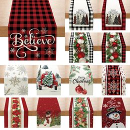 Table Runner Christmas Xmas Linen Flag Cover Merry Decorations For Home Navidad Noel Gifts Snowman Tablecloth 231115