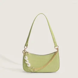 Evening Bags 2023 Women's Bag Texture Pearl Chain Underarm Versatile Solid Colour Soft Face Small Square Shoulder