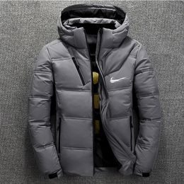 mens parka big windproof waterproof warm down jacket mens short thickened trendy white duck down jacket