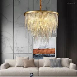 Pendant Lamps American Retro Style E14 Led Lights Painted Black / Gold Wrough Hanging Lamp Lustre Crystal Suspend Fixtures