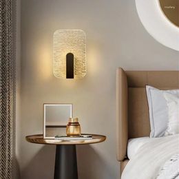 Wall Lamp Bedroom Bedside LED Modern Light Luxury Round Square Gold Indoor Background Decor Sconce Living Room Stairs Fixtures