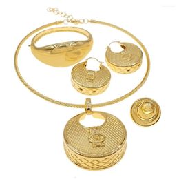 Necklace Earrings Set Latest Italian Gold Plated Collars Jewelry Unique Fashion Big Pendant Style Women Jewelery H0040