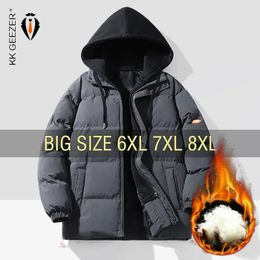 Mens Down Parkas Winter Jackets Men Thicken Warm Cotton Hoodie Coats Oversize 6XL 7XL 8XL Plus Size Windbreak Black Loose Male Waterproof 231114