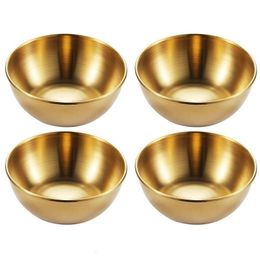 Dishes Plates 4pcs 2pcs Stainless Steel Golden Sauce Appetizer Seasoning Serving Sets Tray Spice Kitchen Tableware 230414