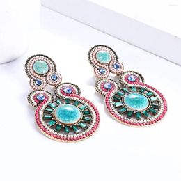 Dangle Earrings Retro Bohemian National Exaggerated Long Big Pendant For Women Ethnic Antiqued Gold Colour Beads Chain Earring Jewellery