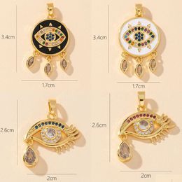 Charms Voleaf Trendy Blue Evil Eye Charms Horseshoe Coin Necklace Pendant Diy Gold Plated Copper Zircon Accessories For Jewellery Vjc102 Dhwgi