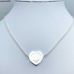 New 100% 925 Sterling Silver Necklace Fashion t Designer Jewelry Blue Heart Tag Necklaces for Women's Party Wedding Gifts Return to Love Wholesale