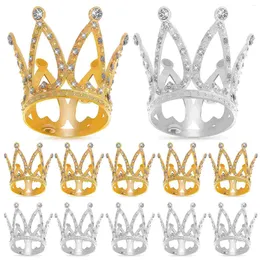 Festive Supplies 12 Pcs Mini Crowns Small Rhinestones Cake Toppers Decorations For Parties