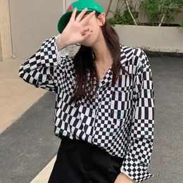 Women's Blouses Spring Women Plaid Jackets Harajuku Checkerboard Cropped Jacket Streetwear Short Coats Tumblr Girl Clothes Chequered