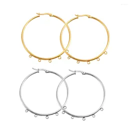 Hoop Earrings 10pcs Classic 50mm Stainless Steel Round With Ring Ear Wire Hooks Diy Jewellery Supplies Material Wholesale