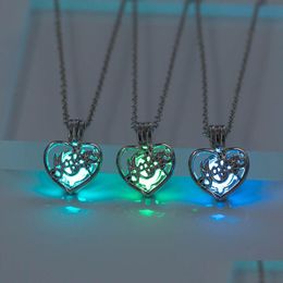 Pendant Necklaces Voleaf Designer Gold Plated Heart Pendant Necklaces 2023 Choker Trendy Drusy Zodiac For Men Luminous Jewellery Women V Dhlt3