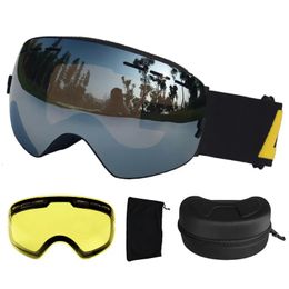 Ski Goggles LOCLE Anti-fog Ski Goggles UV400 Ski Glasses Double Layers Skiing Snowboard Snow Goggles Ski Eyewear With One Brightening Lens 231115