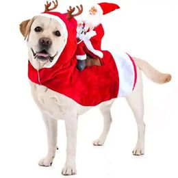 Dog Apparel Winter Warm Christmas Dog Dressing Up Jacket Pet Dogs Cats Coat Funny Santa Claus Costumes Chihuahua Pug Teddy Festivals Clothes 231114