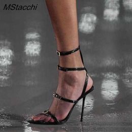 Sandals Sexy Stilettoe Gladiator Women Summer High Heels Prom Shoes Strap Buckle Runway Style Designer 230406