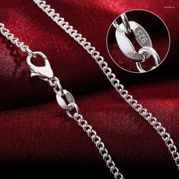 Pendants 925 Sterling Silver 16/18/20/22/24/26/28/30 Inch 2mm Side Chain Necklace For Woman Man Fashion Charm Jewellery Gift