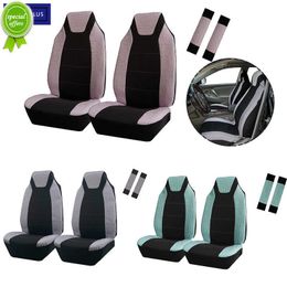 New Upgrade Front Seat Covers Set Wrinkled Cloth Stitching Polyester Cloth Universal Seat Covers With Safety Belt Cover Protector