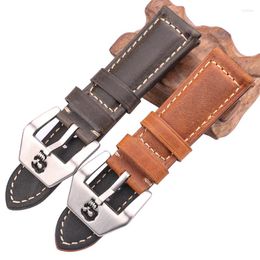 Watch Bands Handmade Cow Leather Band Belt 22mm 24mm 26mm Brown Blue Green Red Vintage Strap Steel Skull Hollow Buckle Watchband