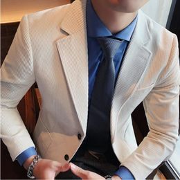 Men's Suits Blazers Corduroy Fabric Casual Business SuitMale Slim Fit Fashion Leisure BlazersMen's Jacket Brand Clothing Coats S5XL 231114