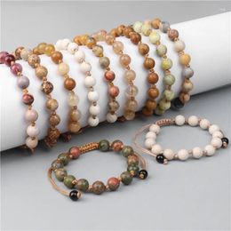 Strand Yellow Natural Stone Bracelet Amazonite Agates Beads Fashion Adjustable Braided Bracelets Charm Men Women Jewellery Gift