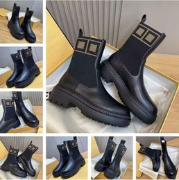 Winter Luxury Domino Ankle Boots Black Calf Leather Round Toes Rubber Sole Biker Boot Famous Brand Party Dress Lady Booties Walking Comfort Footwear EU35-41