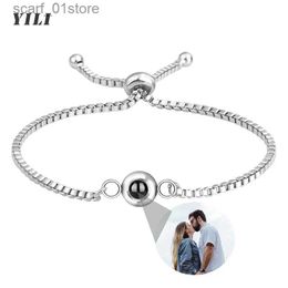 Chain Custom Photo Bracelet Personalized Photo Projection Bracelet Circle Photo Bracelets with Picture Inside for Women/Men/CoupleL231115