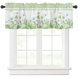 Curtain Summer Flowers Daisies Watercolor Green Kitchen Window Curtains Home Decoration Short Living Room Bedroom Small Cortinas