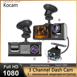 car dvr 3 Channel Dash Cam for Car Camera Video Recorder Dashcam DVRs Black Box Dual Lens DVR with Rear View Camera 24H Parking Monitor Q231115