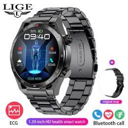 LIGE new blood pressure intelligent ECG ECG blood oxygen health monitoring men's watch Bluetooth call