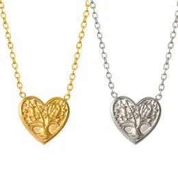 Pendant Necklaces UhBinyca Tree Of Life Necklace Women Fashion 18k Gold Colour Heart Neck Chain Hypoallergenic Stainless Steel Jewellery