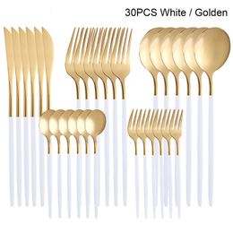 Dinnerware Sets 24Pcs30pcs Wedding Supplies Kitchen Tableware Spoon Fork Knife Set Washing Utensils Cutlery Lunch Of Dishes Complete 230414