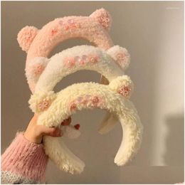 Hair Accessories 2023 Cute Lovely Bear Ears Headband Dress Up And Play Women Girls Fashion Animal Winter Plush Drop Delivery Baby Kids Dhsad