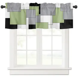 Curtain Green Black Grey Patchwork Abstract Art Kitchen Window Curtains Home Decoration Short Living Room Bedroom Small Cortinas