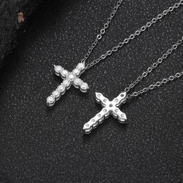 1pcs D Color Real Moissanite Cross Pendant Necklace For Women 100% S925 Sterling Silver Pendants Fine Jewelry Gift