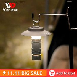 Camping Lantern WEST BIKING Portable Multifunction Camping Light Outdoor Travel Torch USB Rechargeable Tent Lantern Night Emergency Retro Lamp Q231116