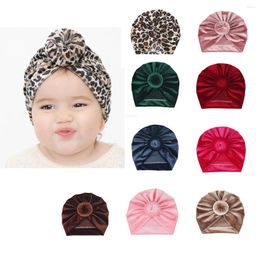 Hats CottvoDonut Baby Headband Turban Vintage Leopard Print Knot Hairbands Cap For Girls Born Infant Kids Headwear