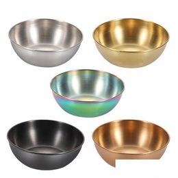 Other Dinnerware Stainless Steel Seasoning Sauce Dish Food Dip Bowls Round Tray Sushi Vinegar Soy Saucer Appetizer Plates Lx3956 Dro Dhsbc