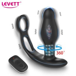 Anal Toys Rotating Beads Male Prostate Massager Vibrator Delay Ejaculation Penis Ring Vibrating Butt Plug Adults Sex For Men 231114