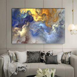 Light Grey Purple Gold Blue Yellow Cloud Abstract Canvas Painting Wall Art Print Poster For Living Home Room Decoration No Frame